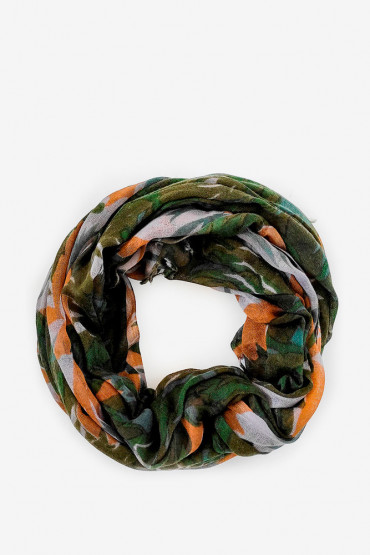 Women's green floral print woollen scarf