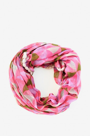 Women's pink geometric print woollen scarf