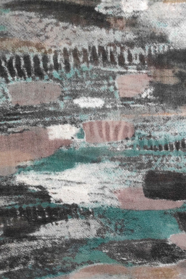 Pañuelo de lana estampado abstracto en negro