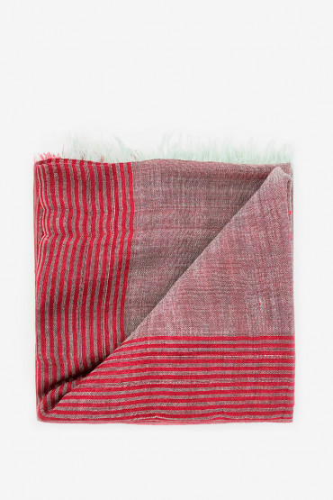 Pañuelo de lana estampado lineal en burdeos