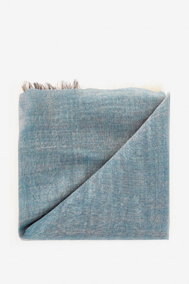 Women's blue linear print woollen scarf