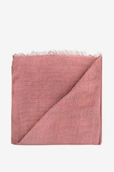 Women's brown plain wool and cotton scarf