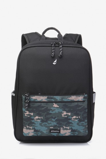 Pack: black school bag + camouflage pencil case