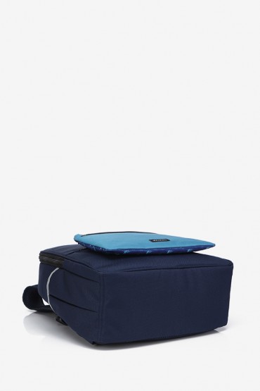 Pack mochila escolar azul + estuche marino