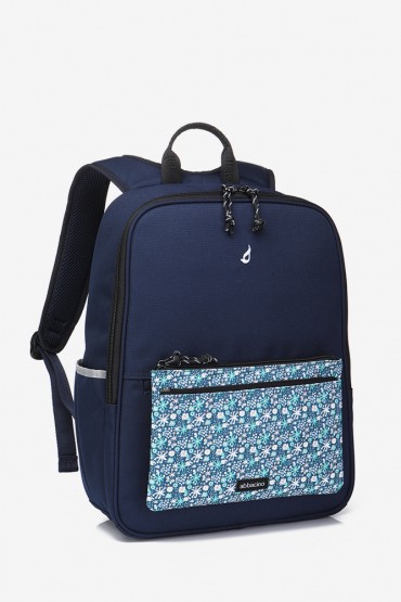 Pack mochila escolar azul + estuche boho