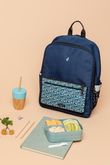 Pack: blue school bag + boho pencil case