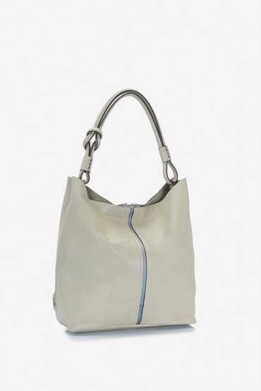 Women's green leather hobo bag with knotted handle