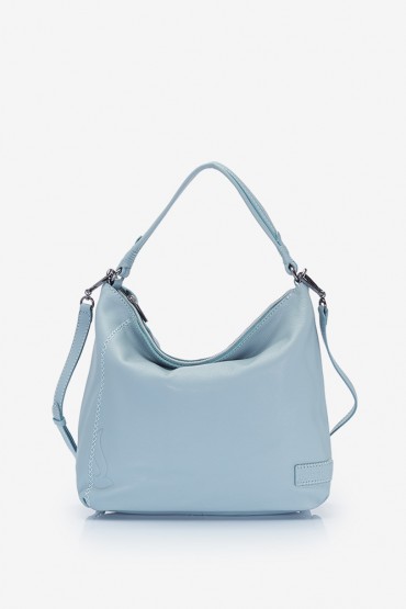 Women's turquoise leather hobo bag