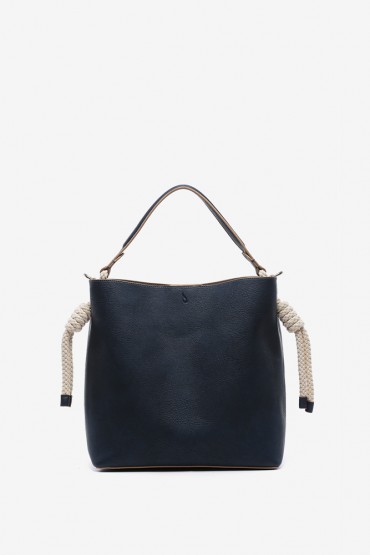 Women's blue hobo bag with knotted handle