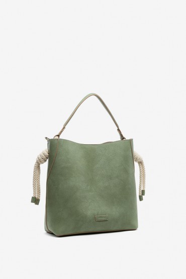 Women's green hobo bag with knotted handle