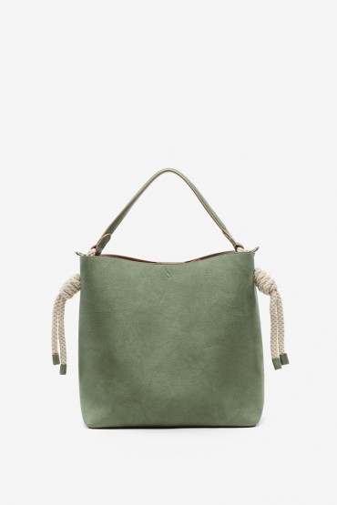 Women's green hobo bag with knotted handle