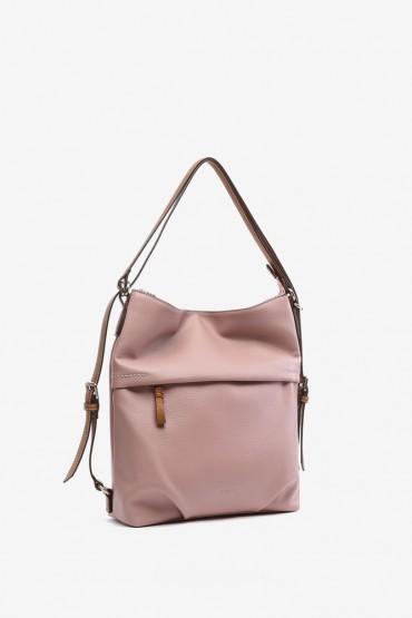 Woman's pink backpack-bag in recycled materials