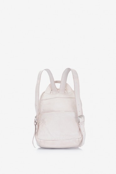 Women's beige backpack in braided leather