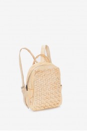Women\'s yellow backpack in braided leather