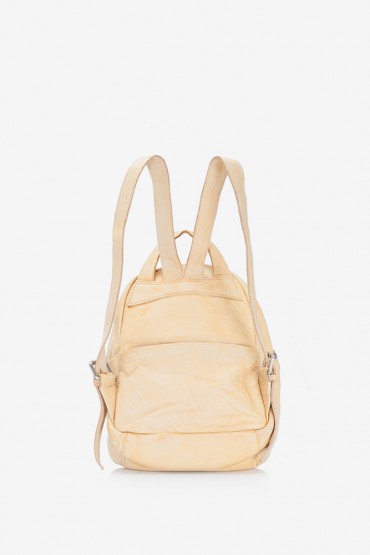 Women's yellow backpack in braided leather