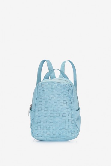 Women's turquoise backpack in braided leather