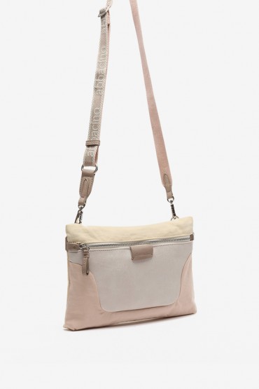 Women's small crossbody bag in beige tones