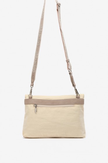 Women's small crossbody bag in beige tones