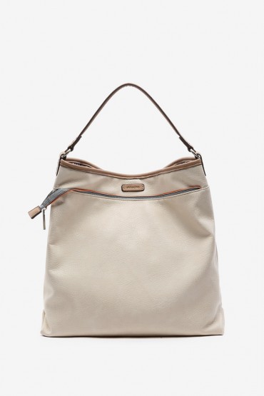 Women's beige reversible hobo bag