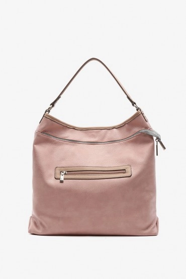 Women's pink reversible hobo bag