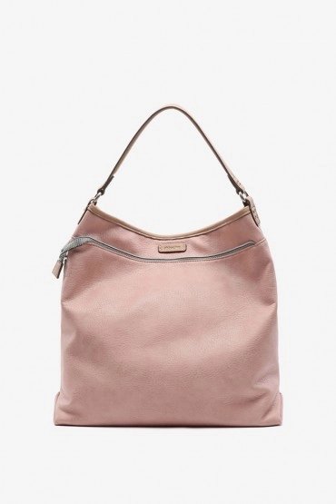 Women's pink reversible hobo bag
