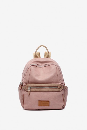 Women's two-tone hobo backpack in pink
