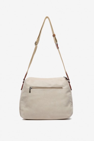 Women's two-tone crossbody bag in beige