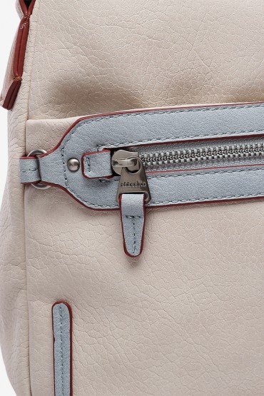 Women's two-tone crossbody bag in beige