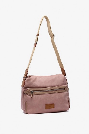 Women's two-tone crossbody bag in pink