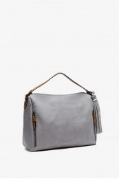 Women\'s grey hobo bag with tassel