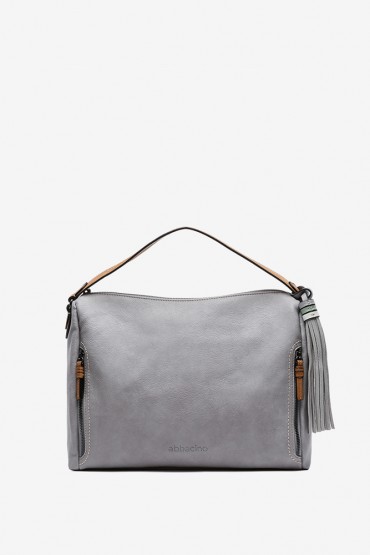 Women's grey hobo bag with tassel