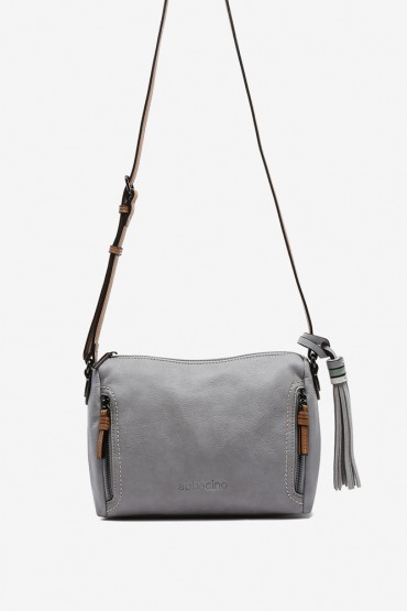Women's grey crossbody bag with tassel
