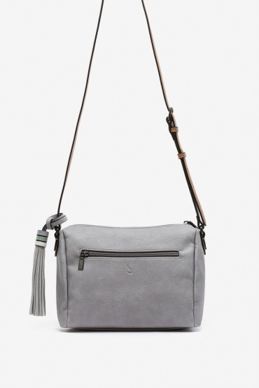 Women's grey crossbody bag with tassel