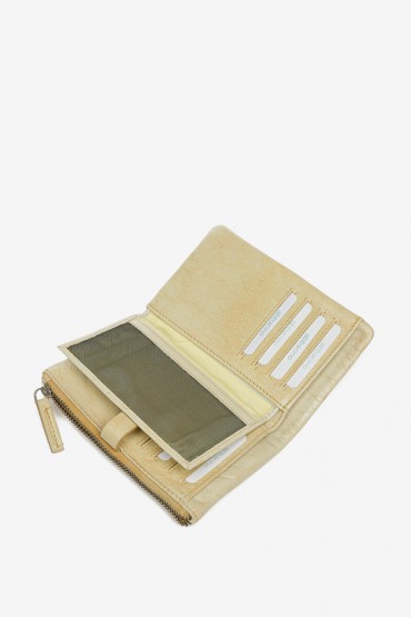 Women's yellow medium women's braided leather wallet