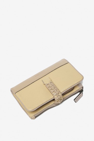 Women's yellow medium two-tone leather wallet