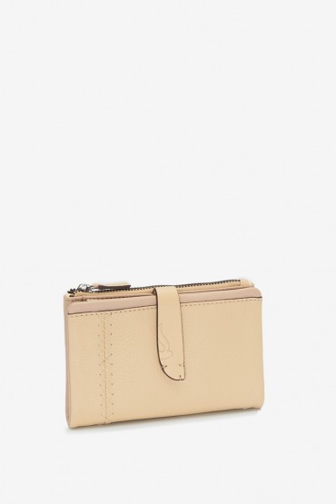 Women's yellow leather medium wallet