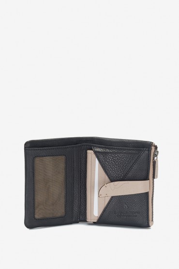 Women's beige leather small wallet