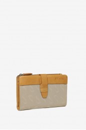Woman\'s kamel leather and nylon medium wallet