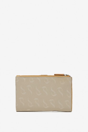 Woman's kamel leather and nylon medium wallet