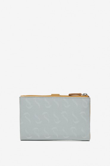 Woman's light blue leather and nylon medium wallet