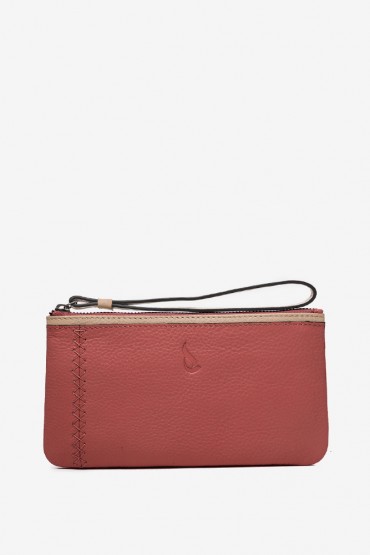 Women's red leather cosmetic bag