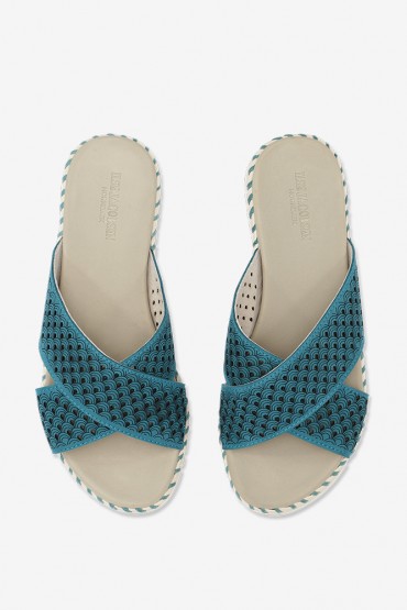 ILSE JACOBSEN women's blue slip-on sandals