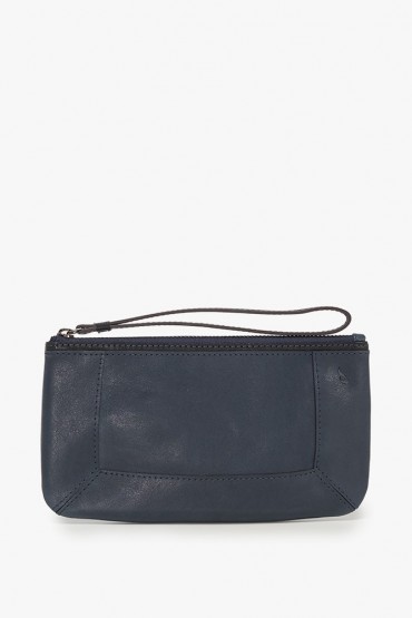 Women's large wallet in blue leather