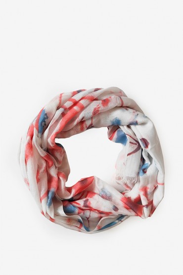 Women's viscose scarf with white floral print