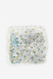 Pañuelo de mujer de lino con print conchas marinas en turquesa