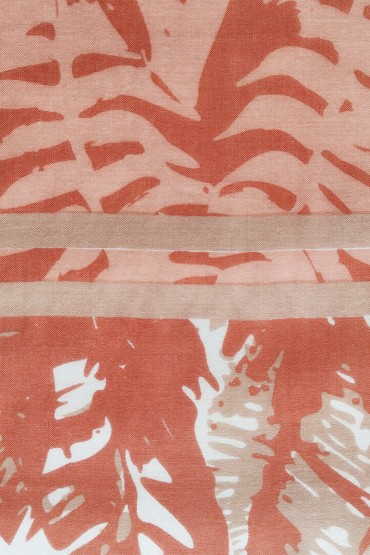 Women's viscose scarf with orange leaf print