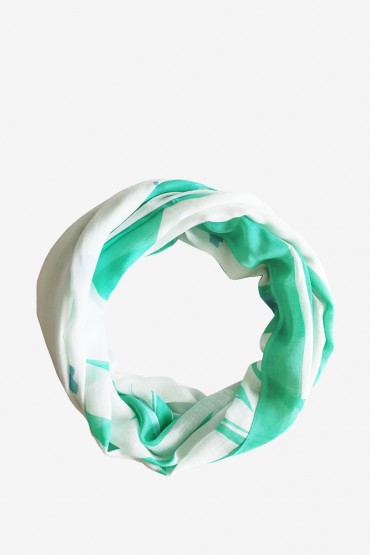 Women's viscose scarf with turquoise abstract print
