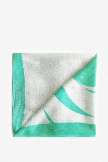 Pañuelo de mujer de viscosa con print abstracto en turquesa