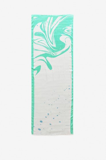 Women's viscose scarf with turquoise abstract print