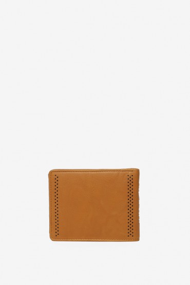 Men's cognac die-cut leather wallet